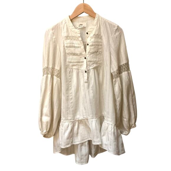 Anthropologie Embroidered Haley Lace Tunic SZ M Boho Style High-Low - Picture 2 of 9